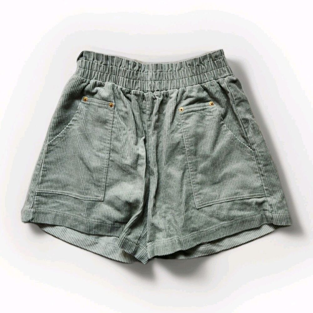 High Waist Corduroy Shorts in Sage Green